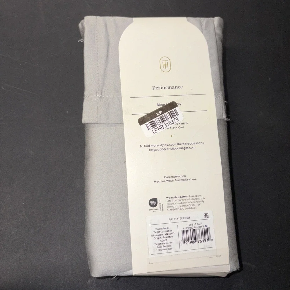 Full 400 Thread Count Performance Flat Sheet Gray - Threshold: Cotton 28324